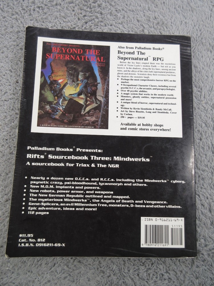 Rifts Sourcebook Three: Mindweks (Palladium Books) RPG