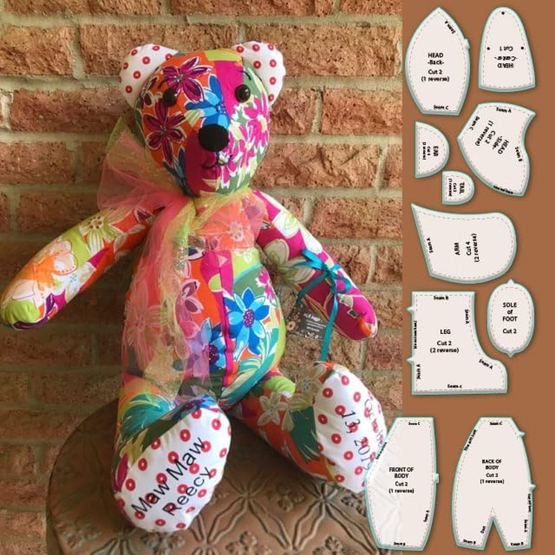 Memory Bear Template Ruler Set with Instructions - Sewing Pattern Template Acryl