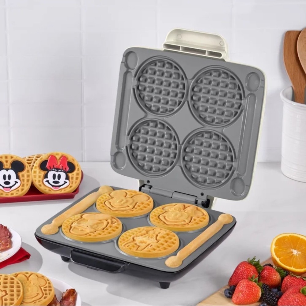 Dash Mickey & Friends Waffle Maker 4 Mini Waffles No-Drip Nonstick Ceramic