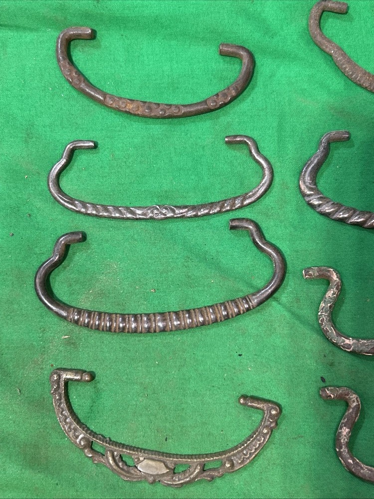 Twelve Ornate Solid Metal Antique Drawer Pulls Bails