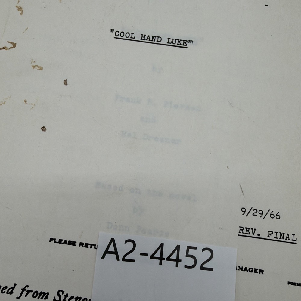 Cool Hand Luke 1966 Rev Final Script Production Copy Frank Pierson Hal Dresner