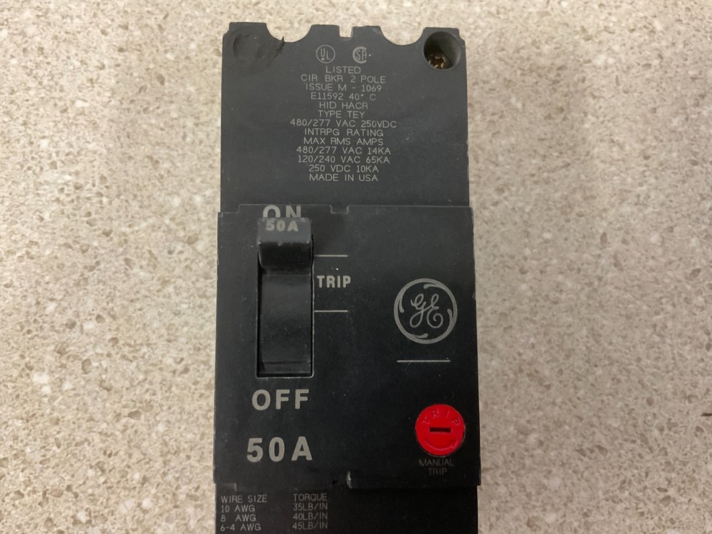 GE TEY 50Amp, 2Pole