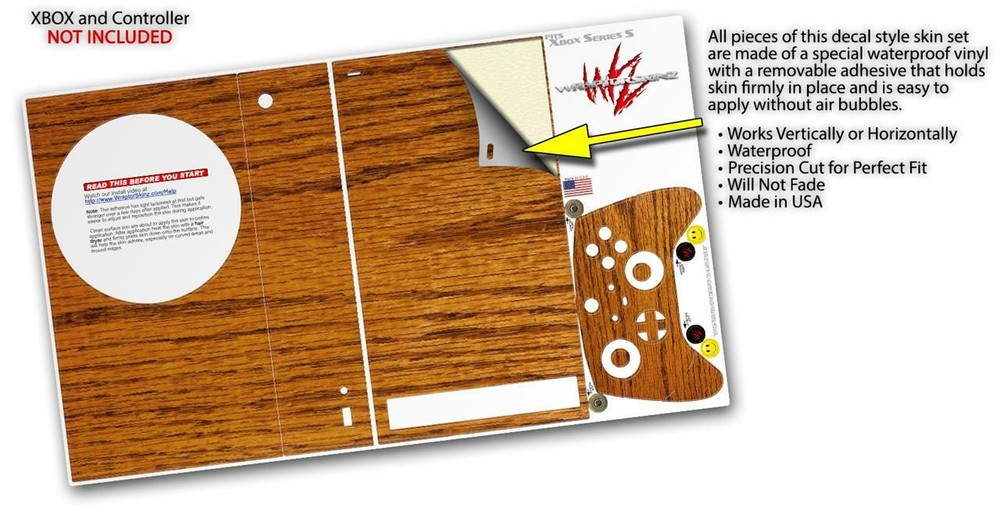 Skins XBOX Series S Console Controller Wood Grain - Oak 01