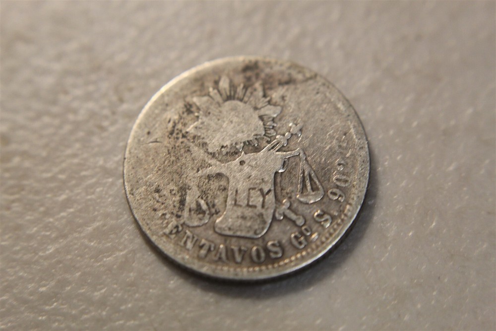 MEXICO 25 CENTAVOS 1875 Go SILVER KM406.5