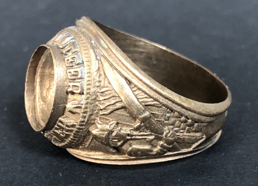 Vintage Brass Ring for Volunteer Firefighter, Size 14