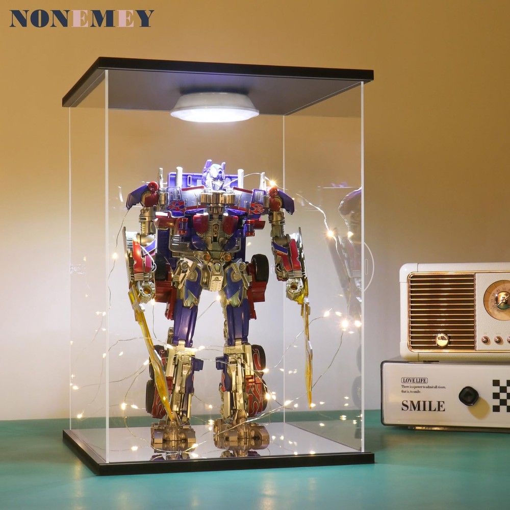NONEMEY Clear Acrylic Display Case with Remote Control Light for 400% Bearbrick,