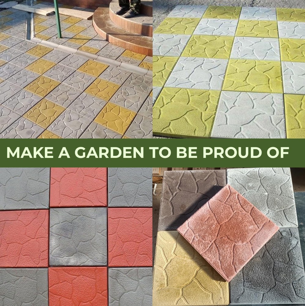 4 PCS Plastic Paving Mold Big Large Pathmaker Precast Concrete Stampcrete