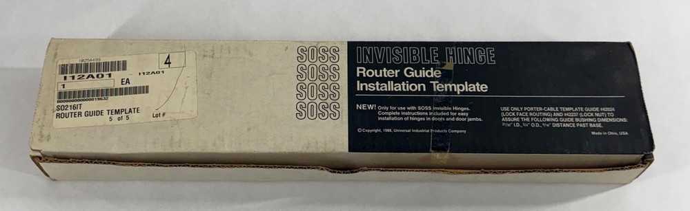 Soss Invisible Hinge Router Guide Installation Template 216IT (7046)