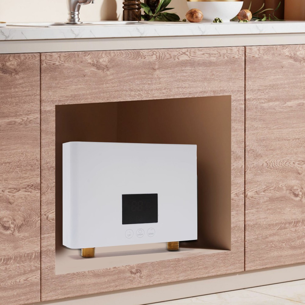 110V Kitchen Electric Hot Tankless Water Heater Shower Instant Boiler Bathroom