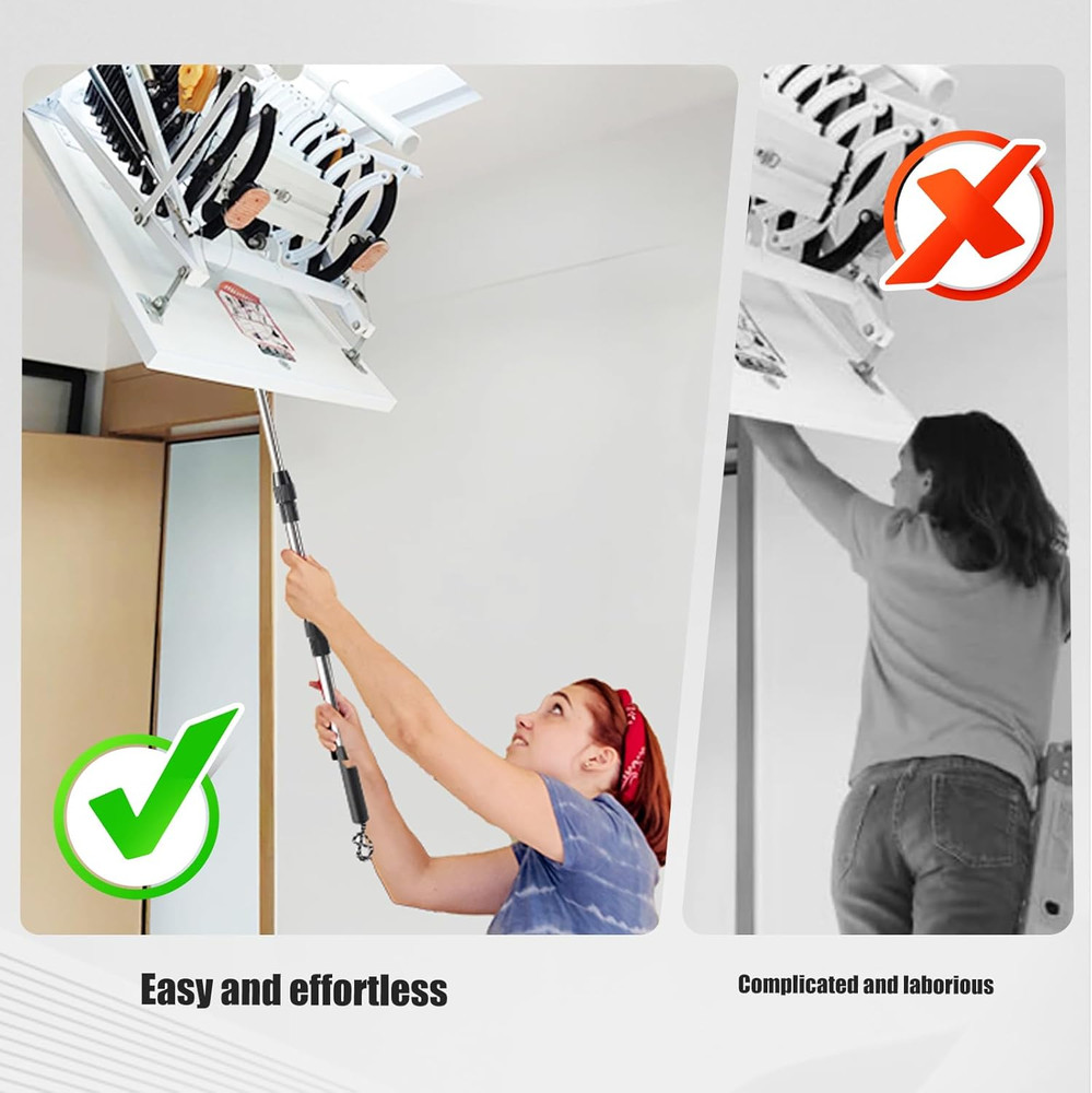 Extendable Attic Ladder Pull Down System (17.3In - 40In) with Accessories