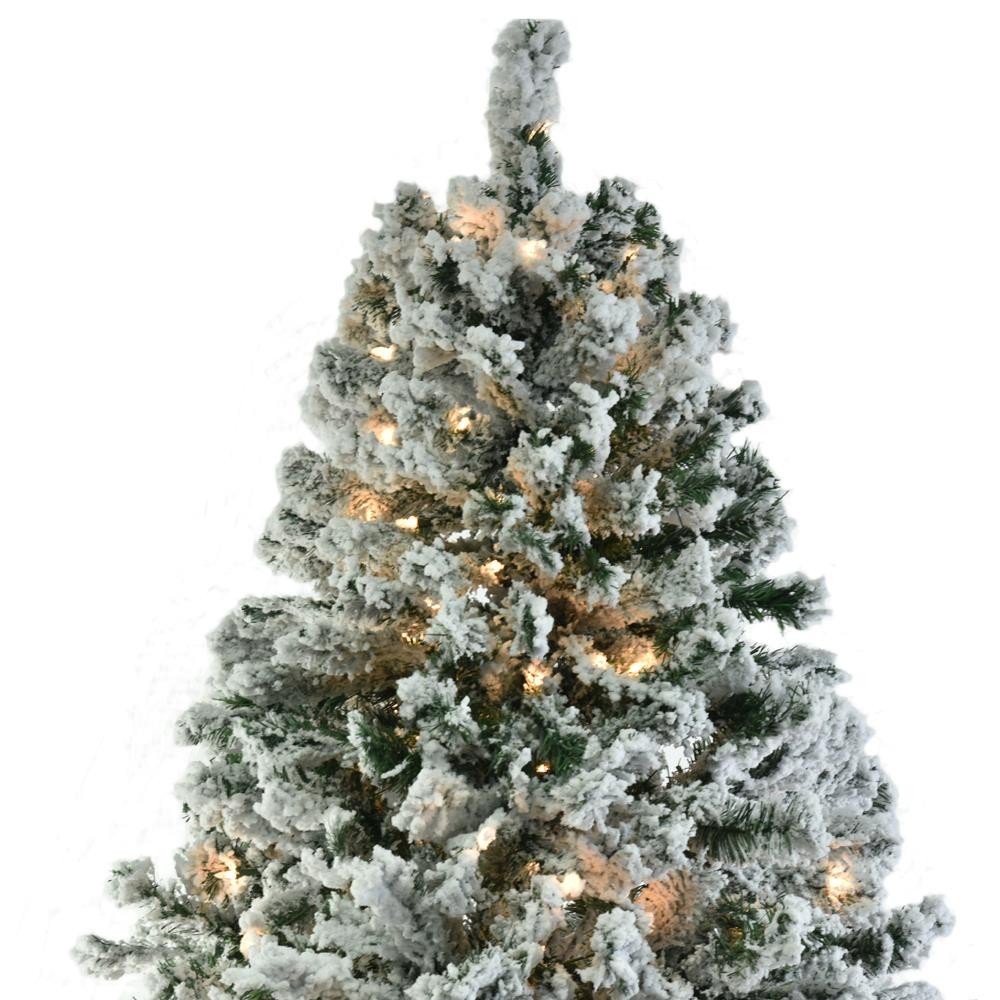 7.5 FT Christmas Tree Snow Flocke Pre-lit Artificial Automatic Tree with Light