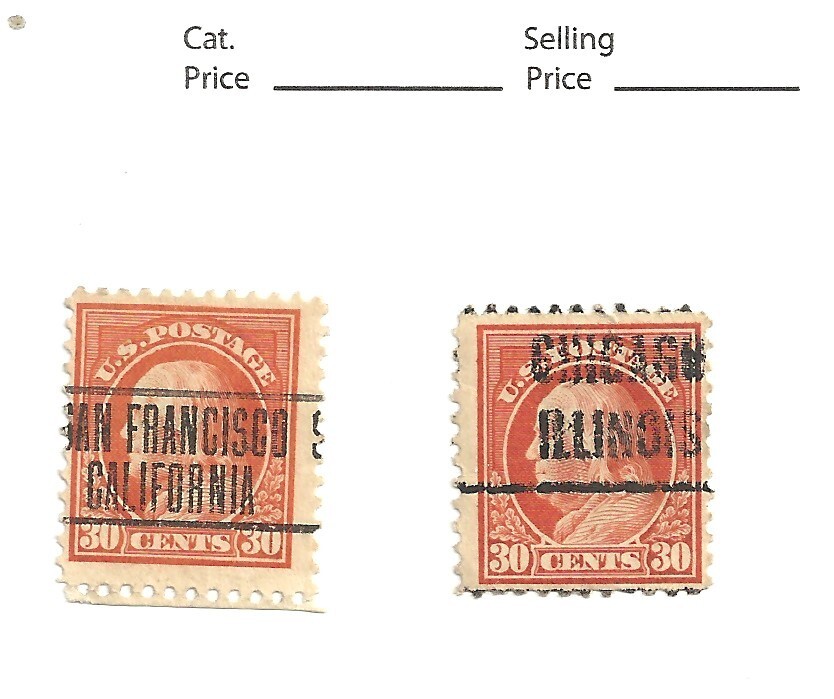 # 516, 30 cent orange red, precancels, 1918, both for one price