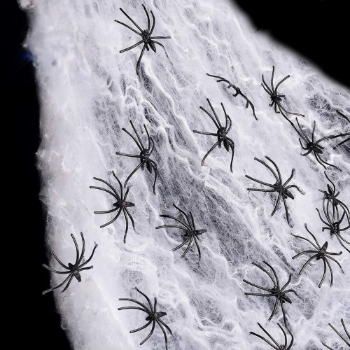 Halloween Spider Web with Black Spider Stretchable Cobweb Party Decoration