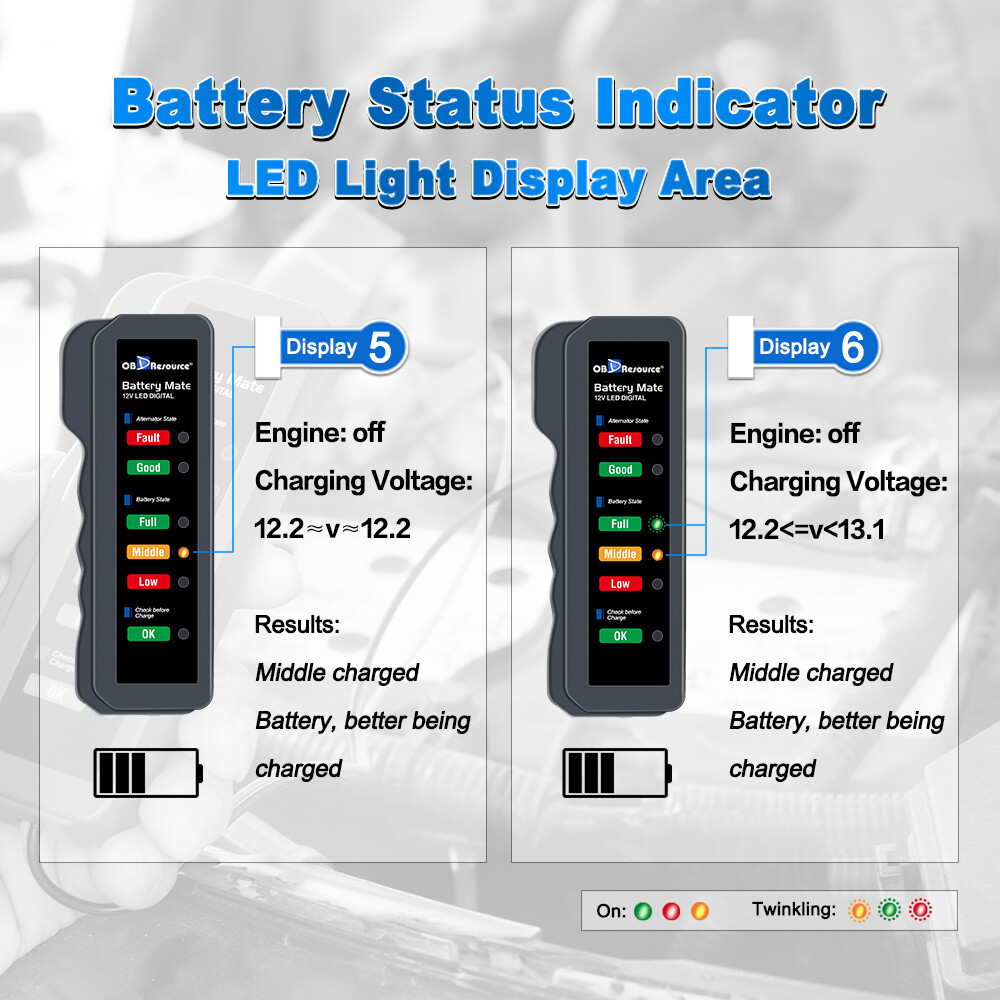 Battery Tester 12V BM310 Digital Analyzer Indicator Alternator Voltage Checker