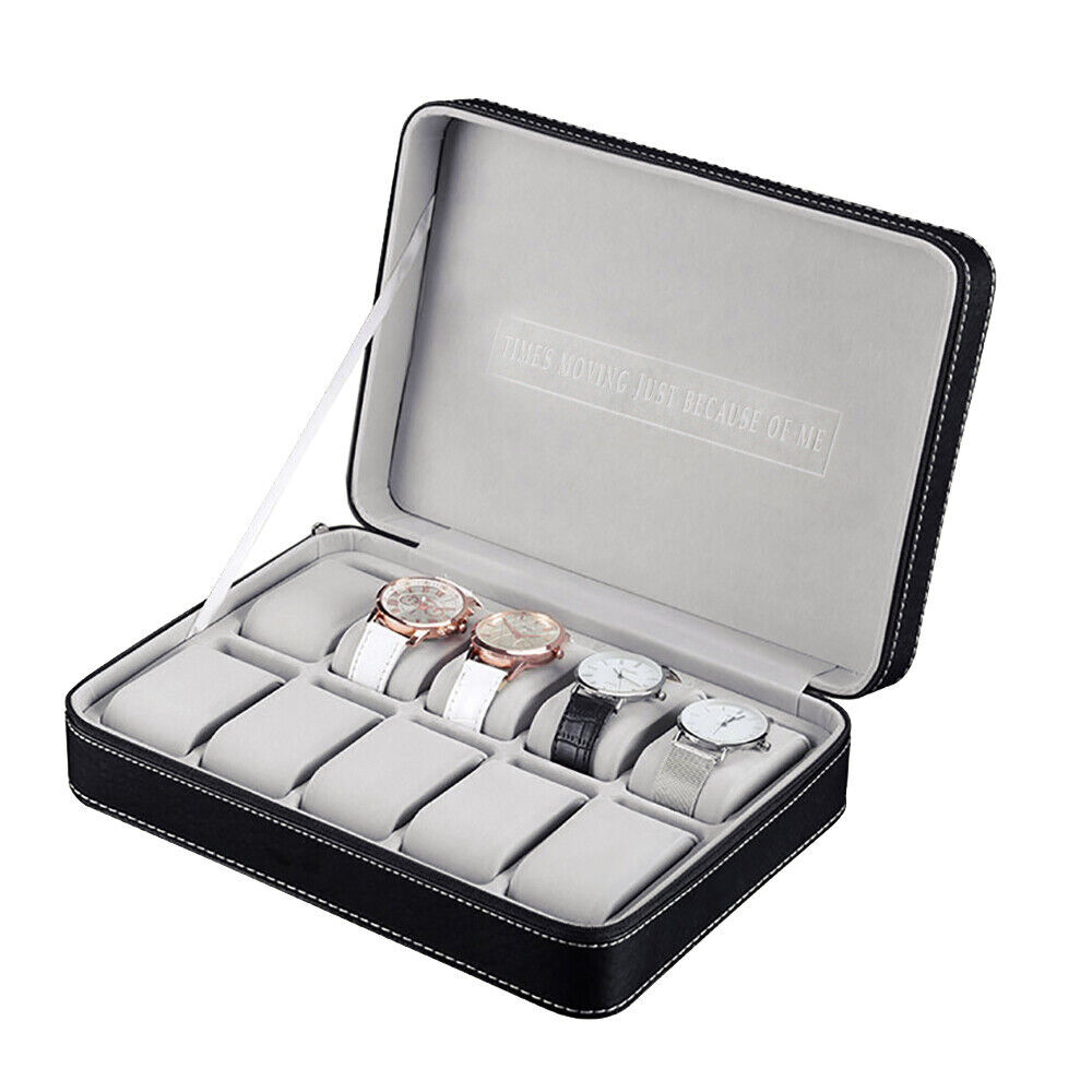 10 Slots Watch Display Case Storage Box Case | Leather Rounded Corner