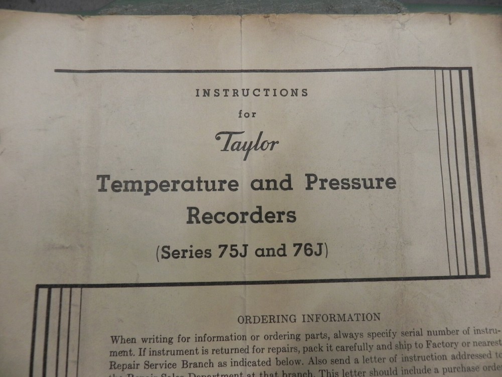 Vintage Taylor 1 week chart Thermometer Original working condition