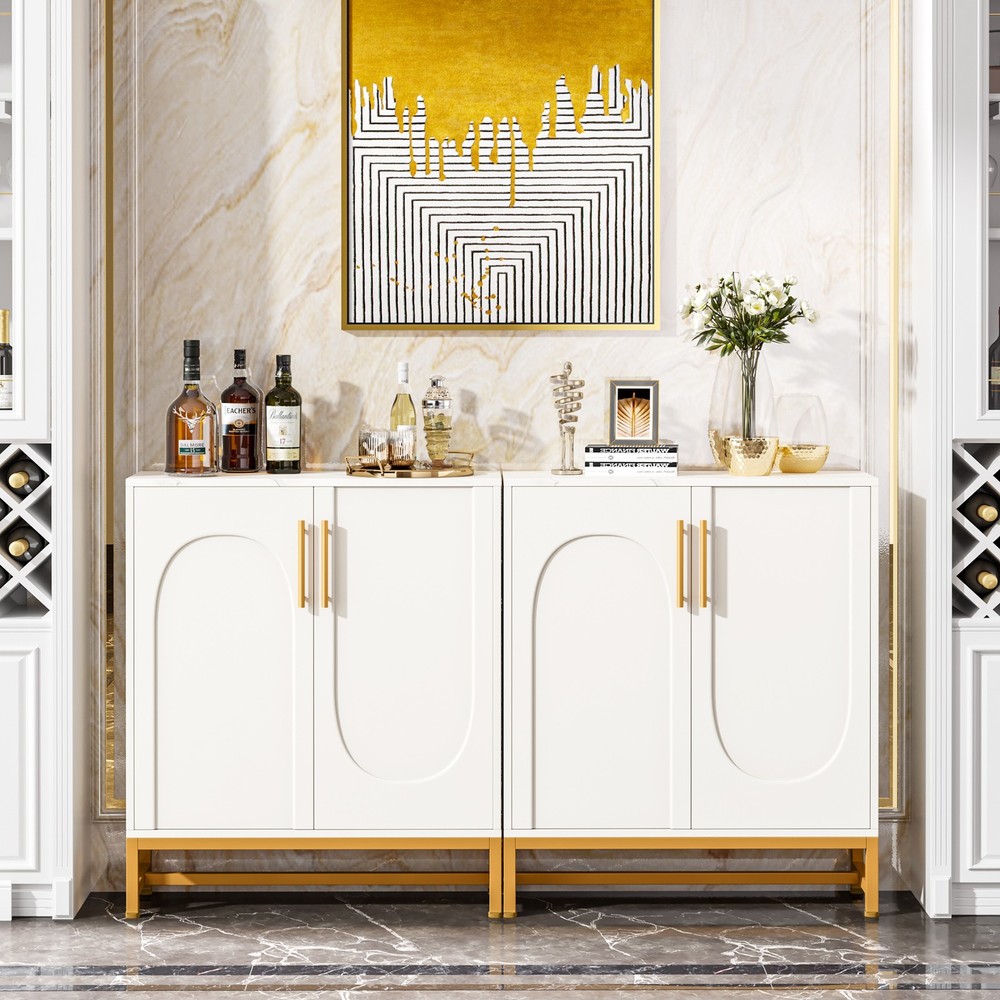 Tribesigns Modern Sideboards, Buffet Cabinet with 4 Doors and Adjustable Shelves