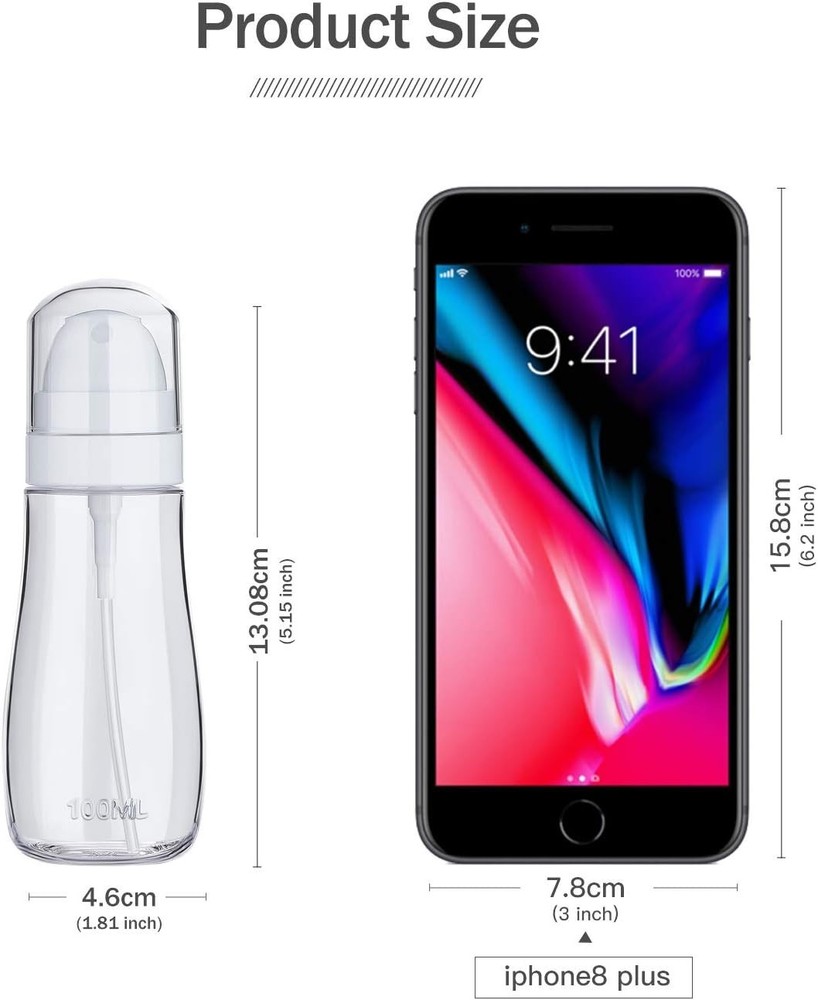 Travel Spray Bottles 2 Pack Clear 100ml