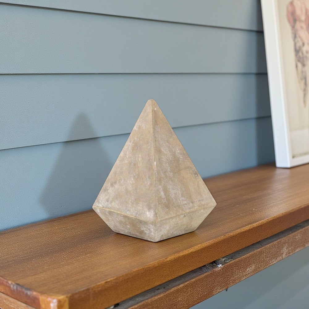 3" Brown Solid Wood Pyramid Decorative Sculpture
