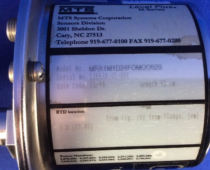 MTS LEVEL PLUS M-SERIES LEVEL SENSOR MRA1M1D24F0M0052S