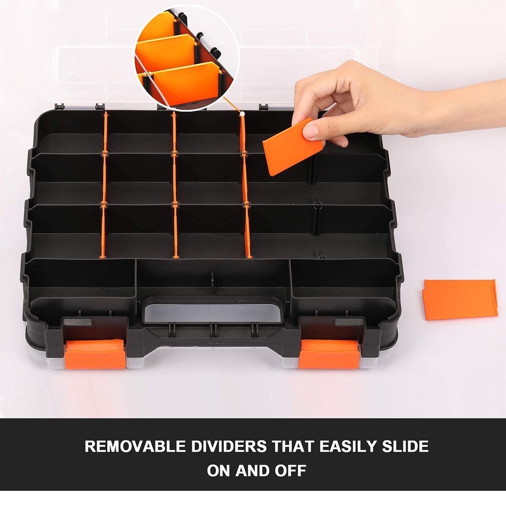 Double Side Tools Organizer, Customizable Removable Plastic Dividers, Hardwar...