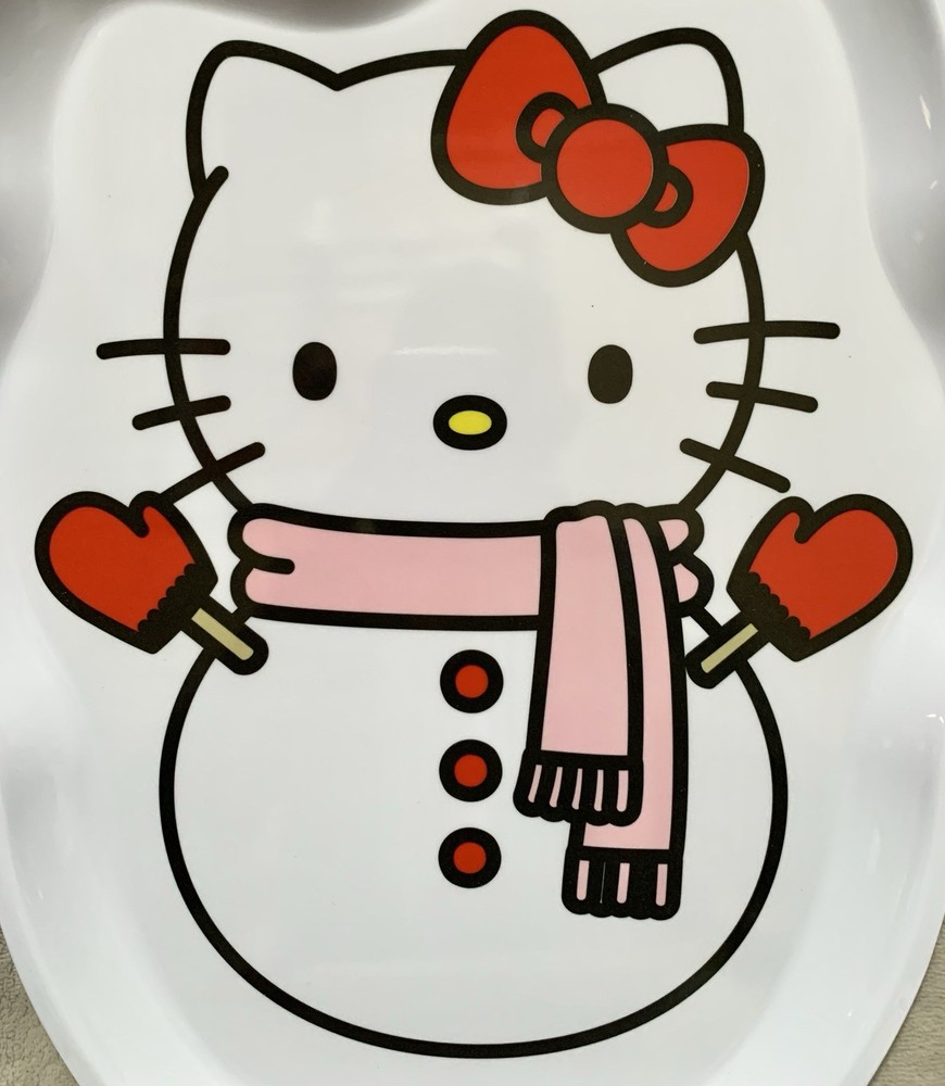 NEW Hello Kitty Snowman Character Shaped White Melamine Platter