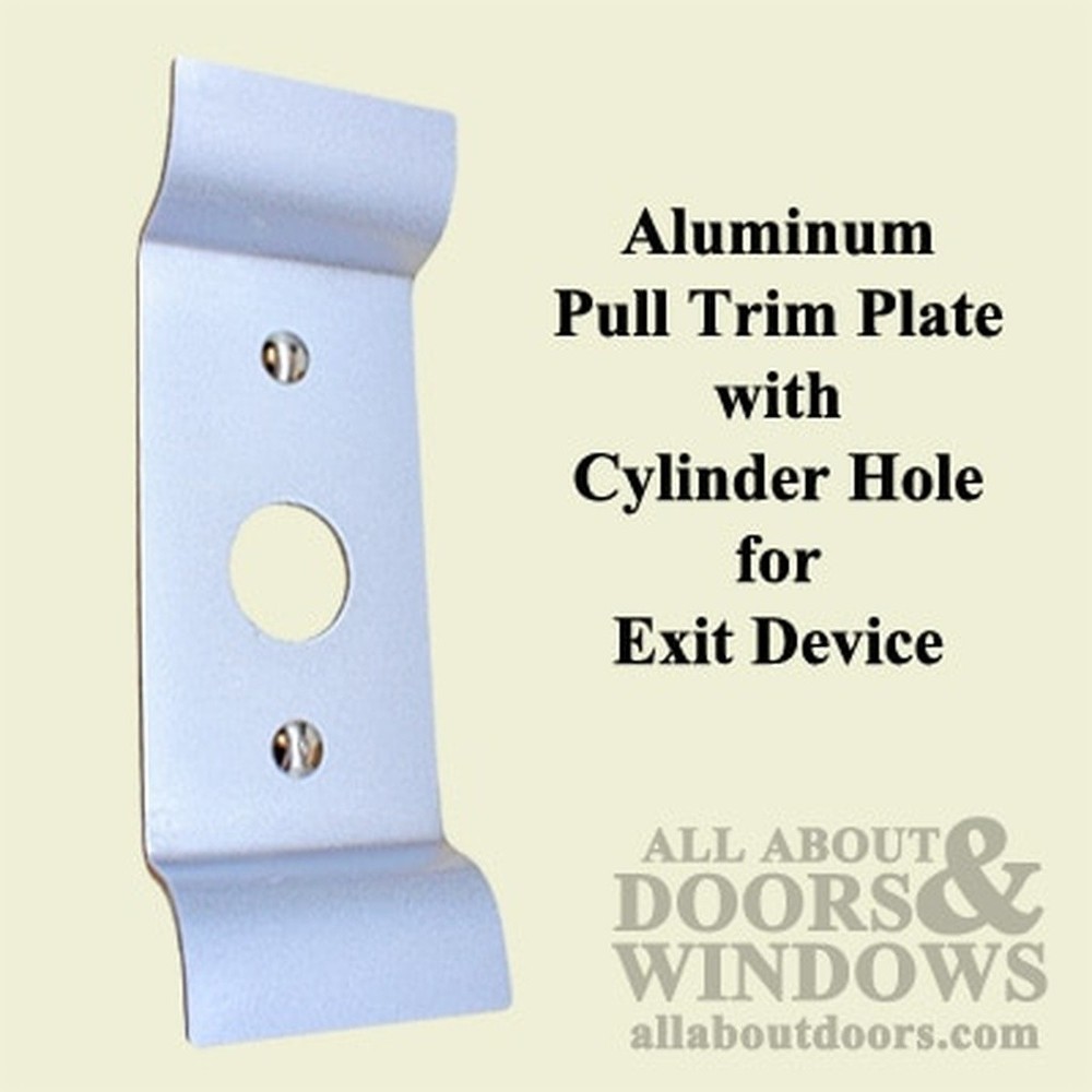 Global Pull Trim Plate w/ Cylinder Hole for Exit Device - Aluminum or Bronze