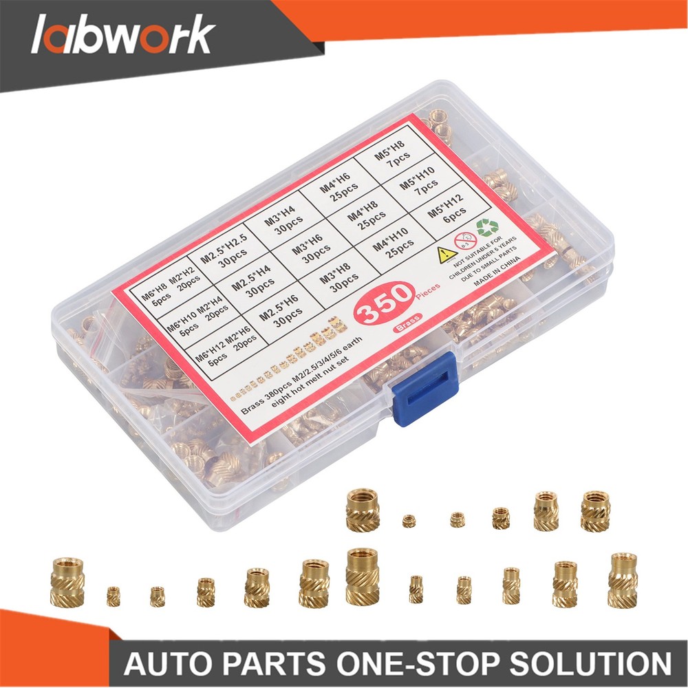 Labwork 350Pcs Threaded Inserts M2-M6 Female Thread Metric Knurled Nuts
