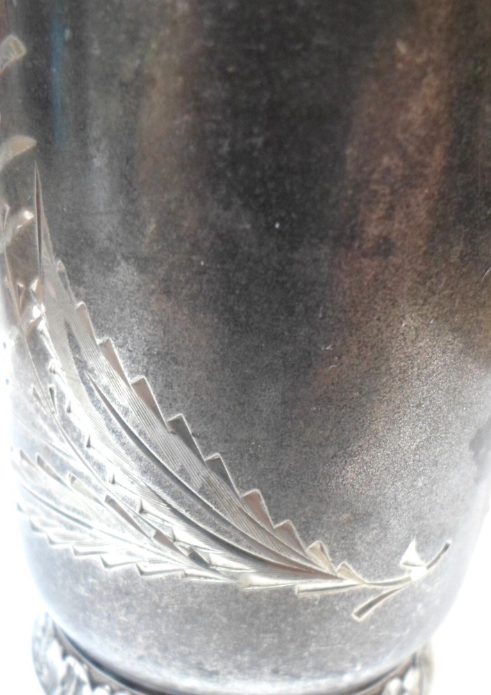 Antique VICTORIAN SILVER PLATED CUP - BFA Script Monogram 3" Tall