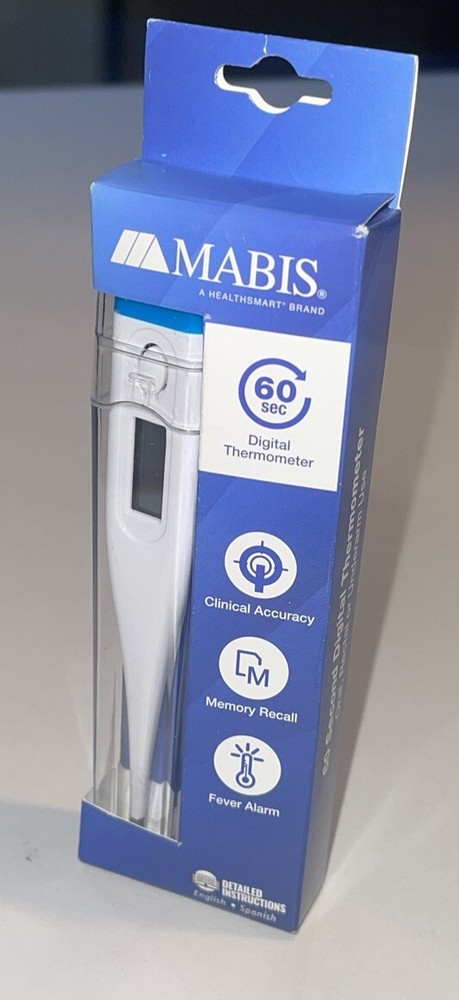 NIB Mabis 60-Second Multi-Use Digital Thermometer with Clear Case