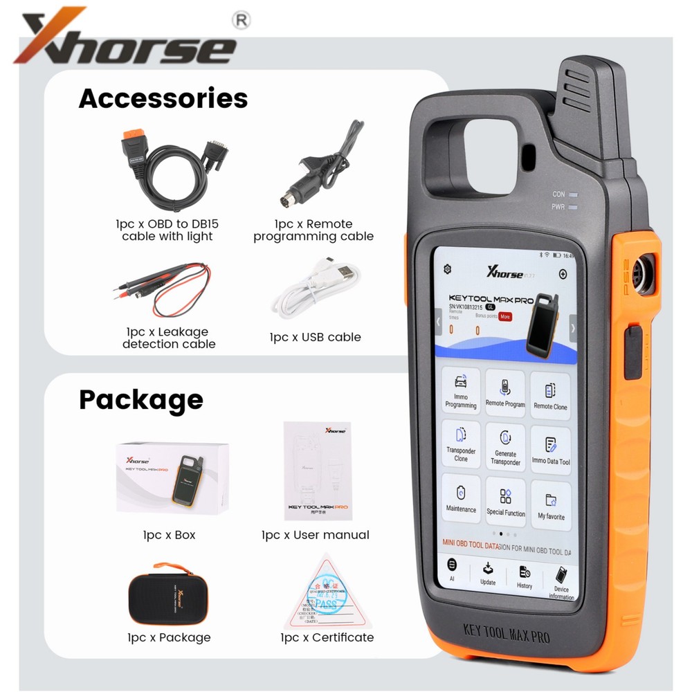 Xhorse VVDI Key Tool Max Pro With MINI OBD Tool & Key Tool Max Function US Stock