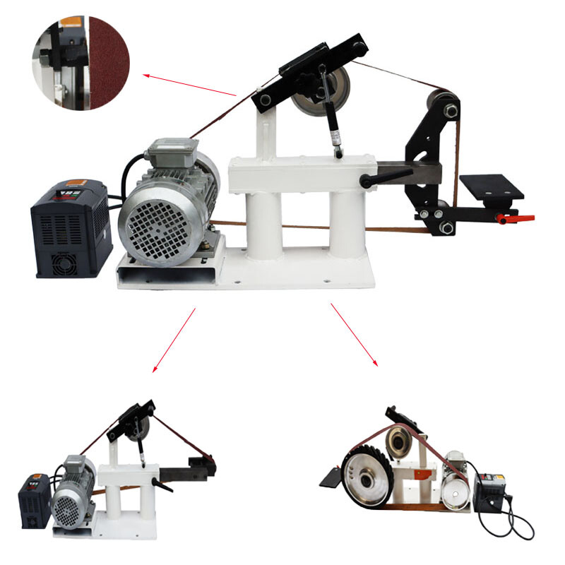 Stepless Speed 72" Sand Belt Machine 110V 2hp Frequency Conversion w/Base Polish