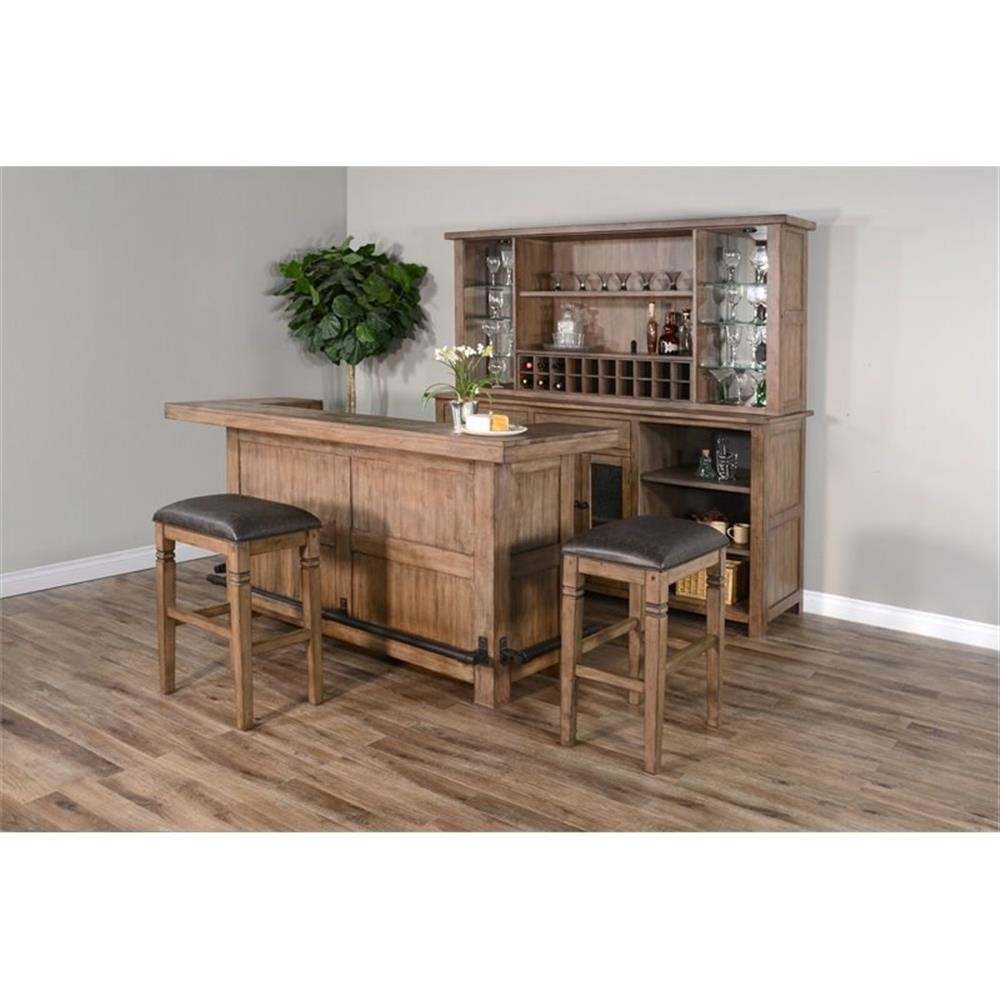 Home Square 4-Piece Set with Bar Unit & Hutch & 2 Backless Stools