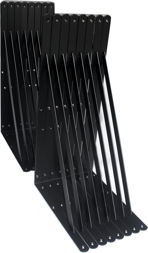 Matte Black Metal Shelf Angle Brackets - 16 Pack
