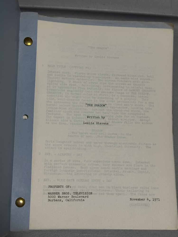 DC THE SHADOW SCRIPT & TREATMENT ORIGINAL TYPED 1970-71 UNPRODUCED TV PROJECT