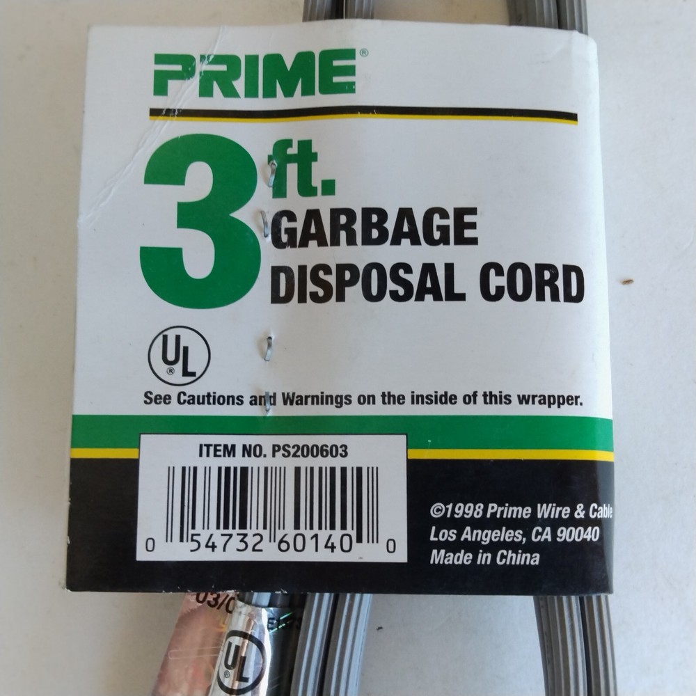 Prime 3 Ft Garbage Disposal Cord