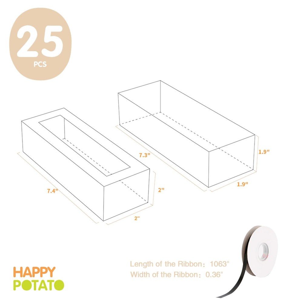 25 Pack Macaron Boxes for 6 7.2×1.9×1.9 Inches Macaron Packaging Boxes Black ...