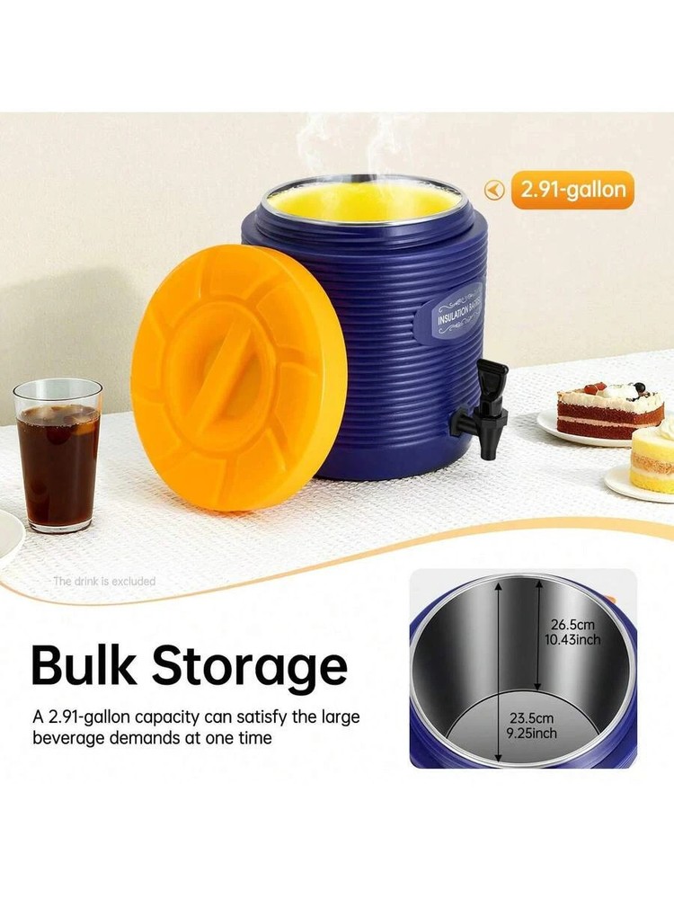 NEW 3.43-Gallon Insulated Beverage Dispenser With Faucet, Stainless Steel