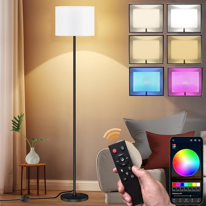 Smart Floor Lamp Remote Control RGB Music Sync Adjustable Brightness Timer New