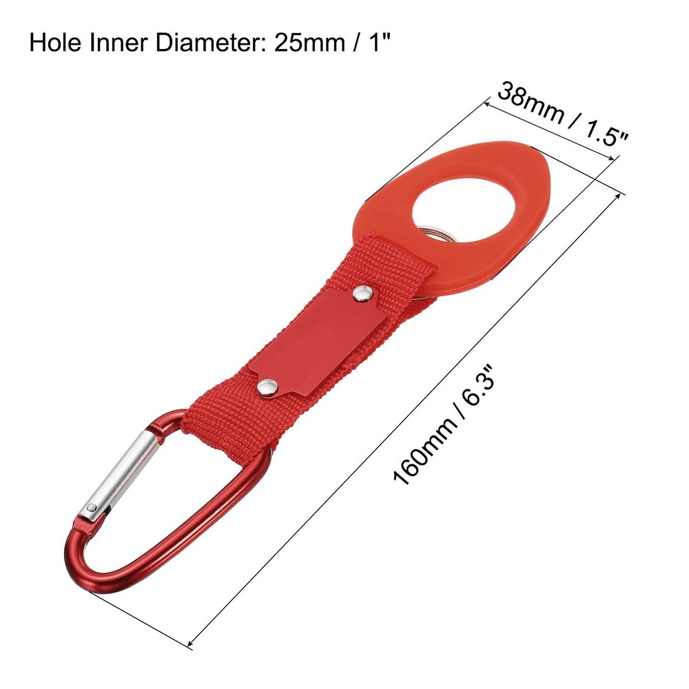 Hanging Bottle Buckle Clip with D-Hook Oring, Red 2pcs