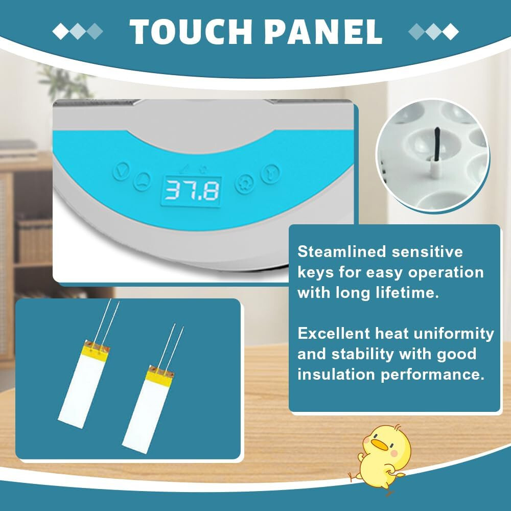 HBN 9 Egg Incubator w/ Temperature Control, Touch Operation& Temperature Display