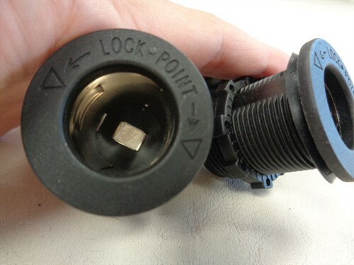 12 VOLT SOCKET OUTLET PAIR (2) BLACK MARINE BOAT