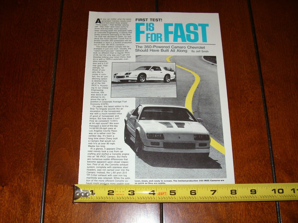 1986 CAMARO IROC-Z ORIGINAL ARTICLE