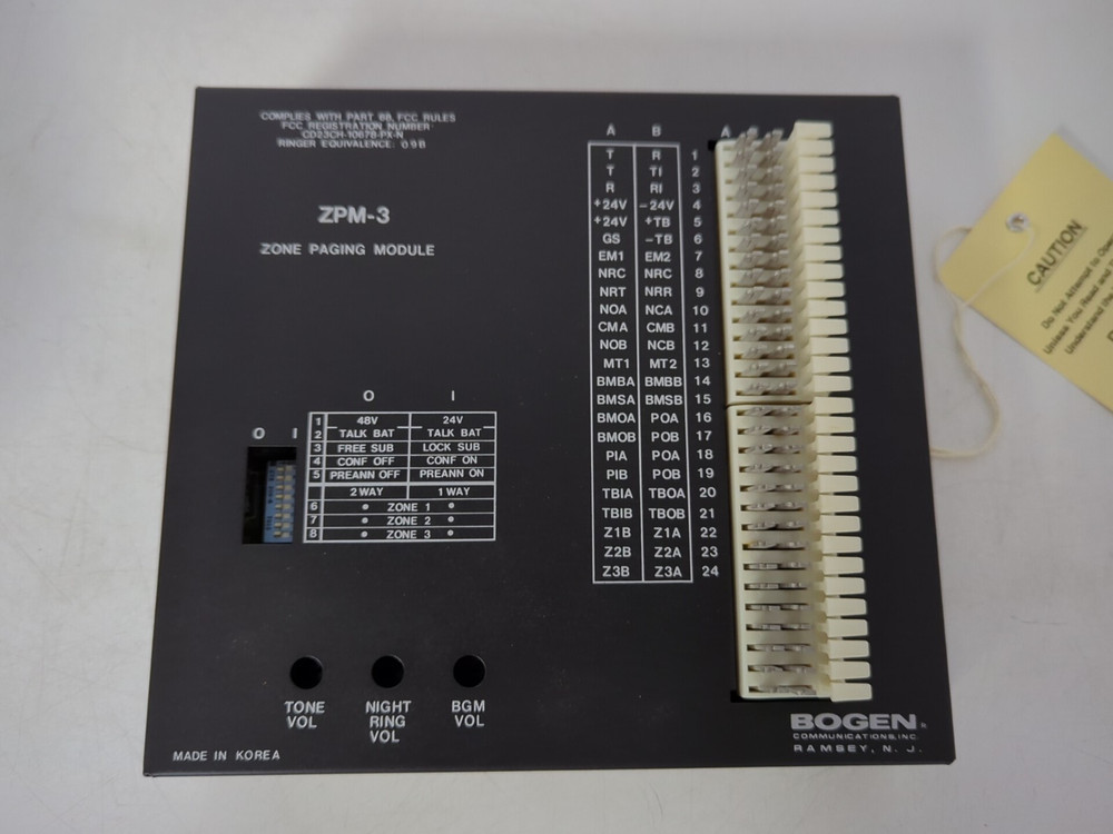 BOGEN COMMUNICATIONS ZONE PAGING MODULE ZPM-3