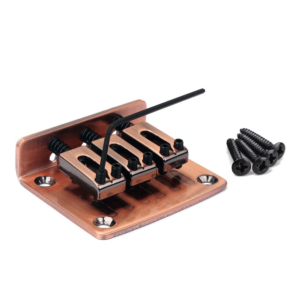 Adjustable 3 String Chrome Hard-Tail Guitar Bridge for Electric Cigar Box Guitar
