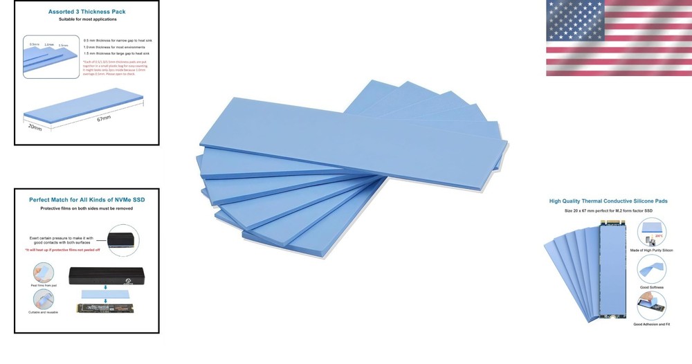 Easy-to-Apply Thermal Conductive Pads - 6 Sizes for Efficient Cooling Solutions