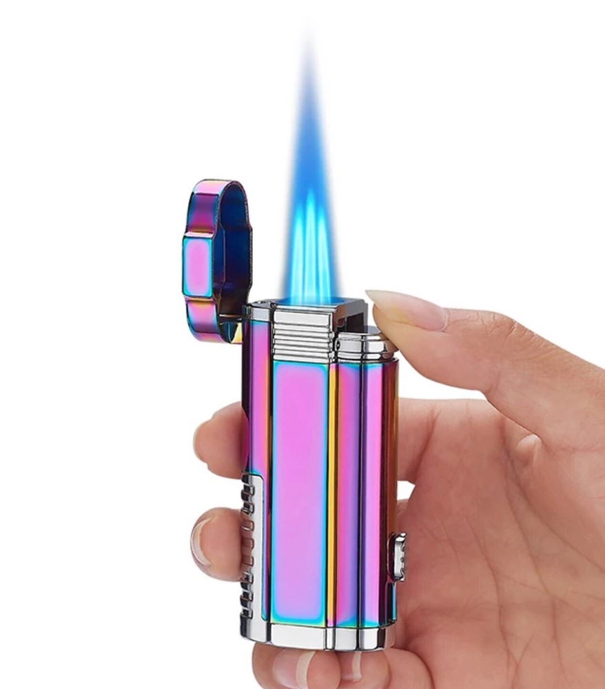 Triple Jet Torch Flame Lighter Refillable Butane Torch Cigar Lighter Multi Color