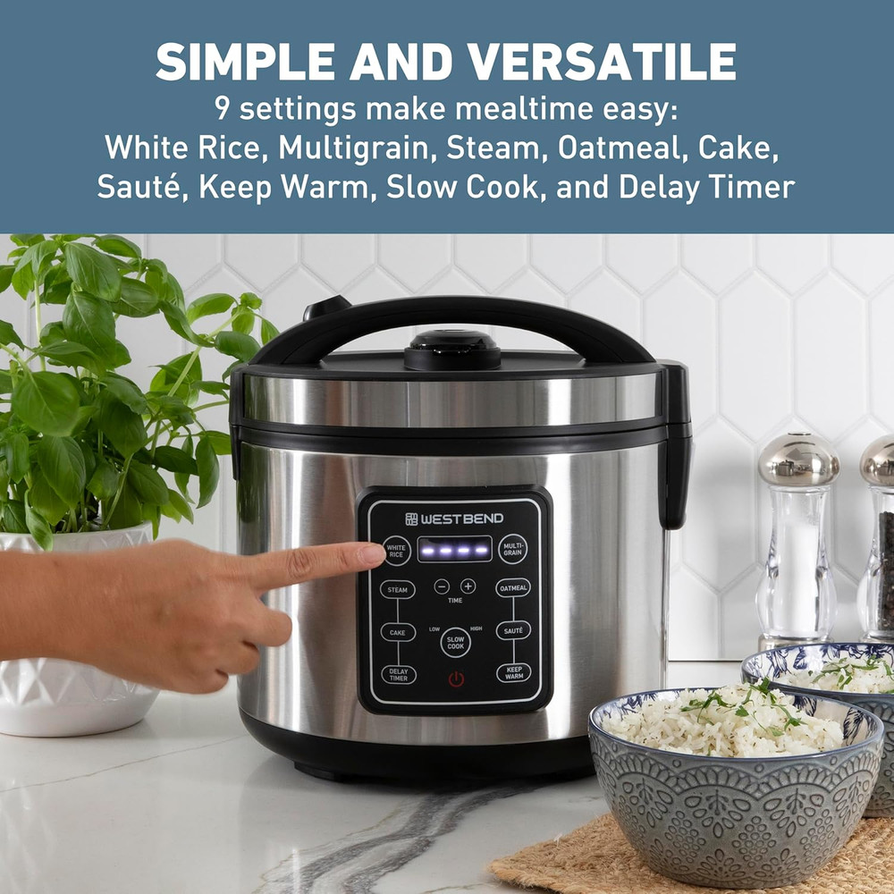 Rice & Grain Multi Cooker Programmable with 9 Preset Functions, Features Delay S