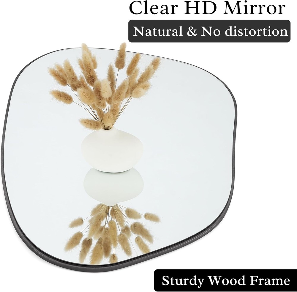 Irregular Wall Mirror Asymmetrical Mirror, 32''x24'' Black Mirror for Bathroom B