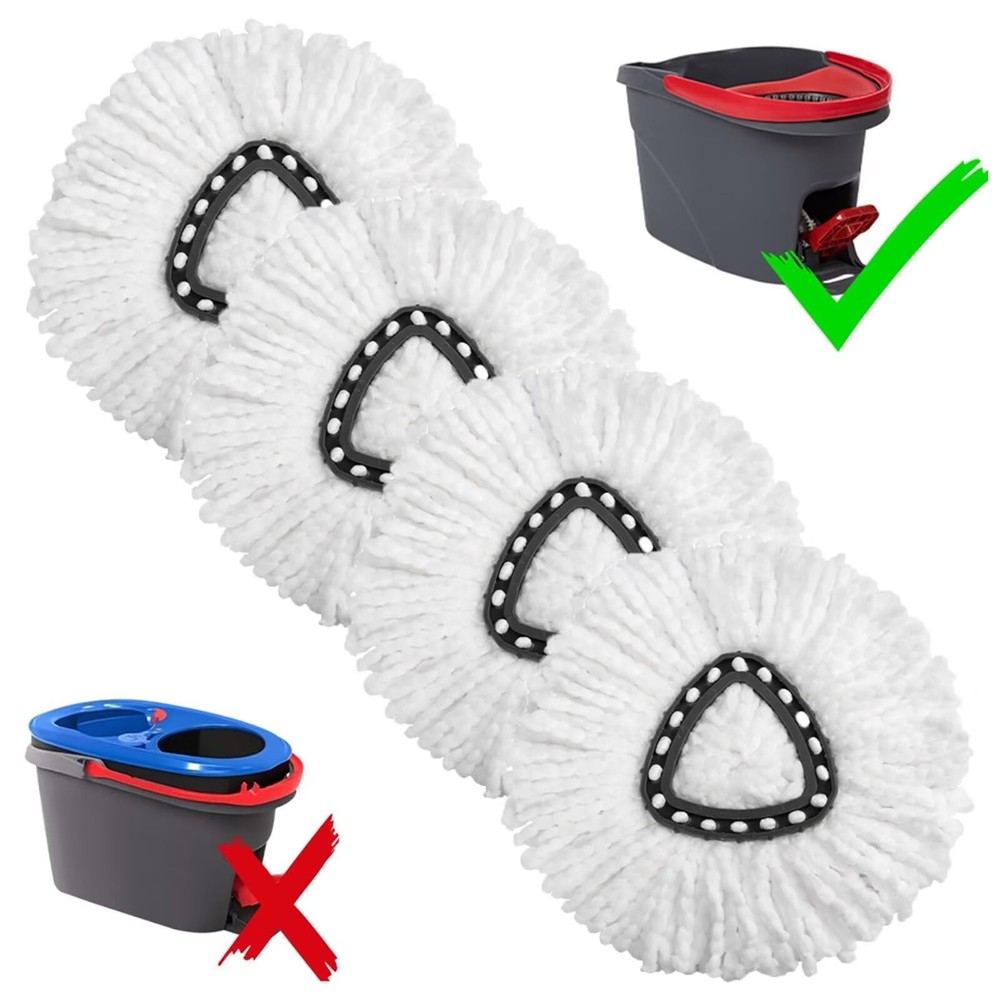 Spin Mop Replacement Heads, 4 Pack, White